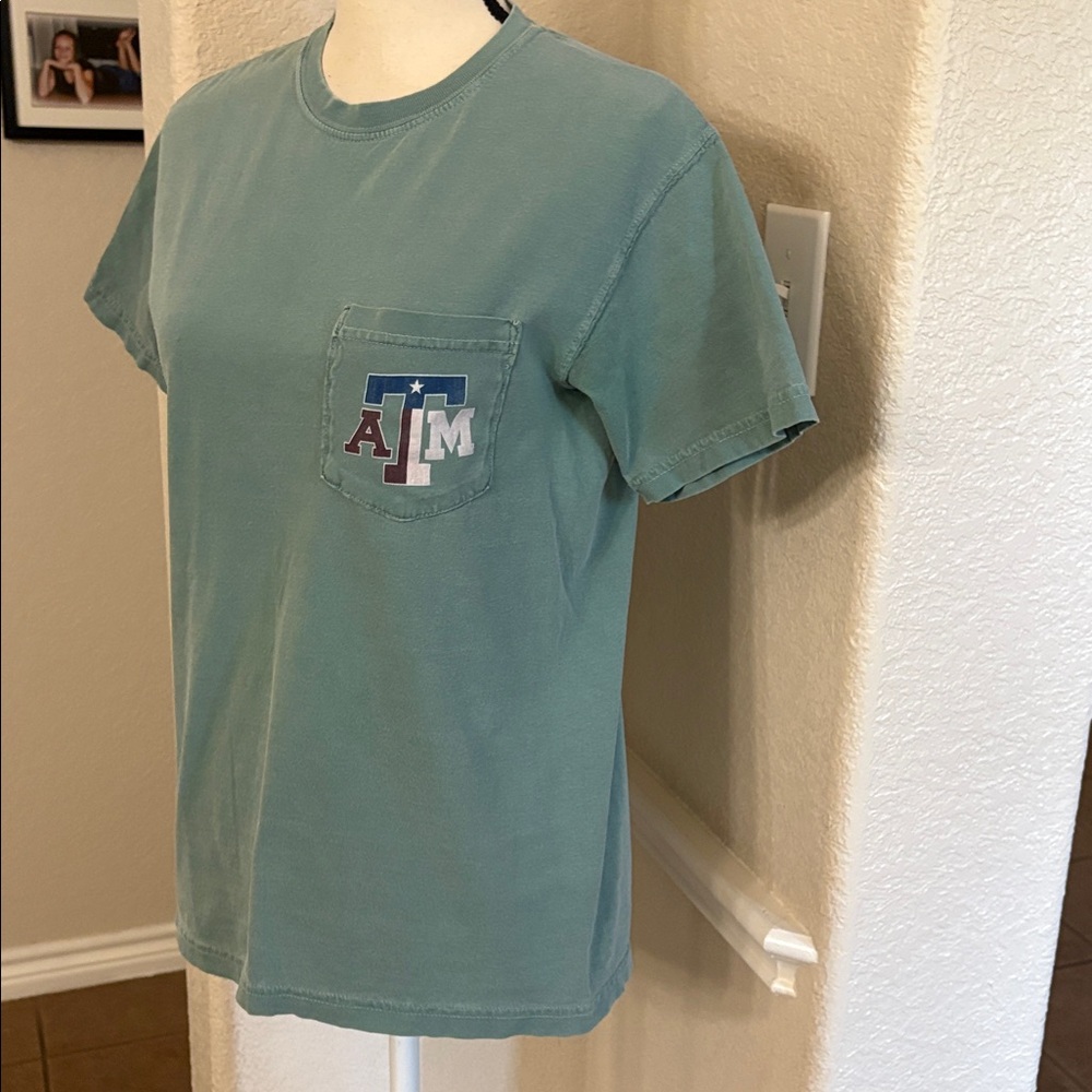 Comfort Color Texas A&M University green pocket tee Size S - Picture 10 of 17